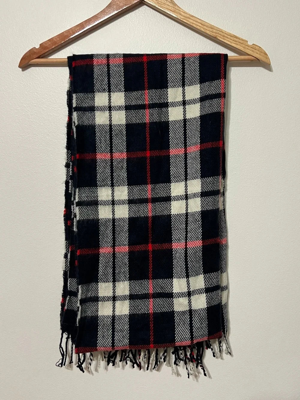 NWT J. Crew Plaid Scarf NEW Navy Red Holidays